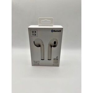 Gen Tek TW2 Bluetooth Wireless Earbuds w/ Charging Case White New Open Box